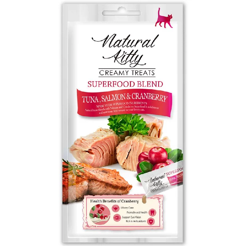 ultra-soft cat cave bed-25% OFF (Exp 7Mar25): Natural Kitty Superfood Blend Tuna, Salmon & Cranberry Creamy Liquid Cat Treats 48g