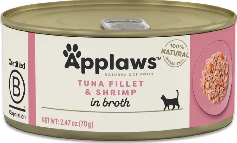 scratch-proof furniture protector for cats-Applaws Natural Wet Cat Food Tuna with Shrimp in Broth